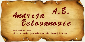 Andrija Belovanović vizit kartica